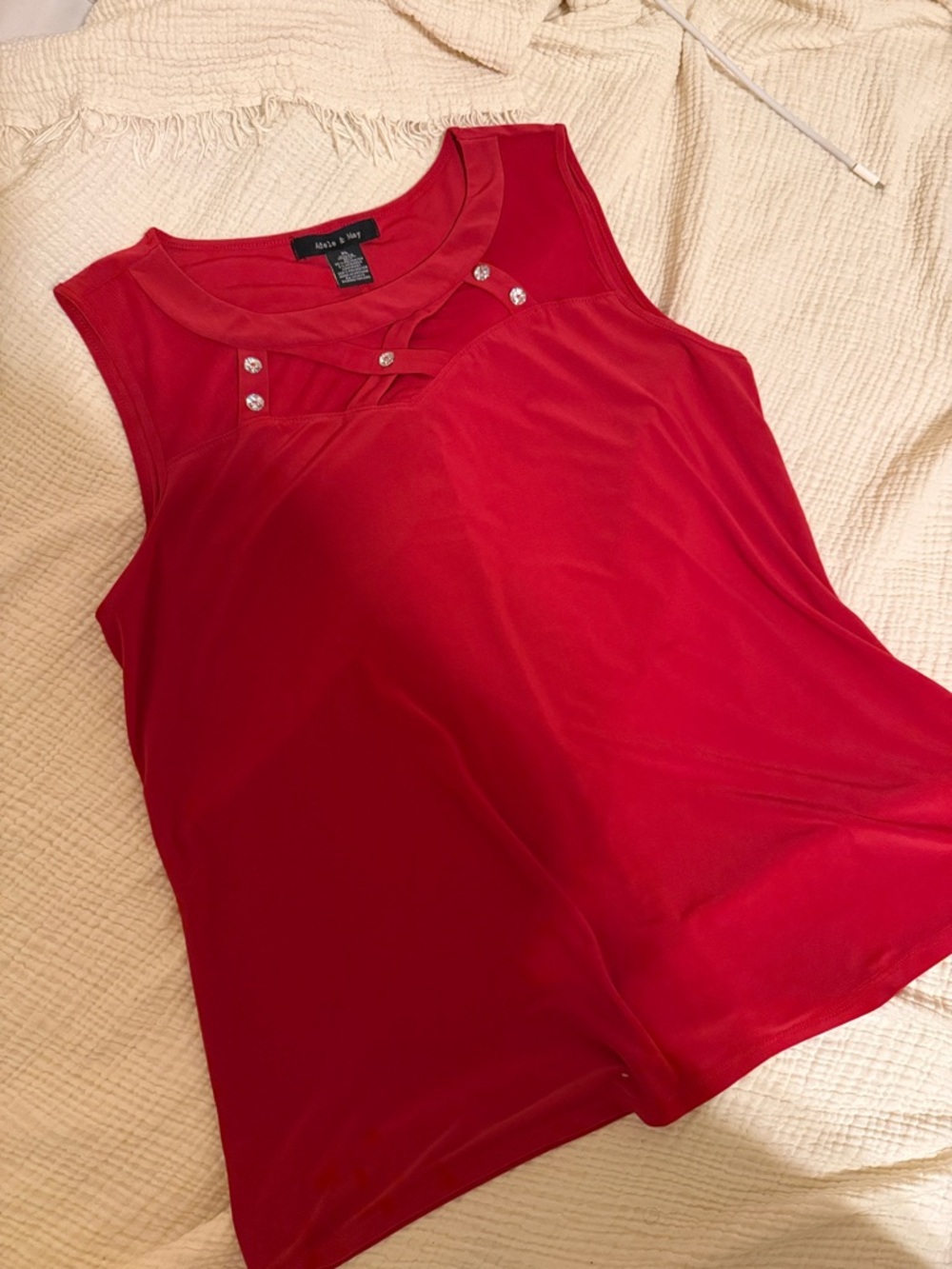 Red Rhinestone Blouse tank sleeveless